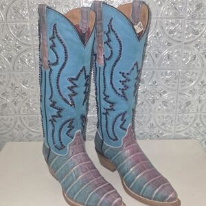 Dingo Blue and Tan Leather Boots